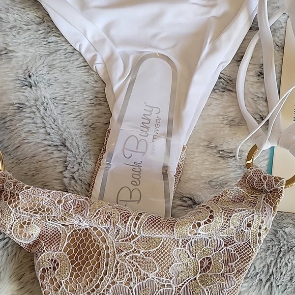 Beach Bunny Gun powder and lace white bikini. Size large. Lace. - Picture 8 of 10